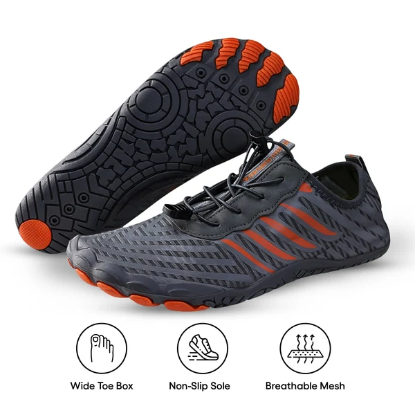 Druvera barefoot shoes in Grey & Orange