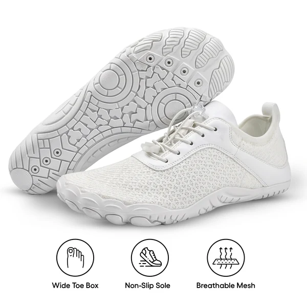 Druvera barefoot shoes in All White with sole detail
